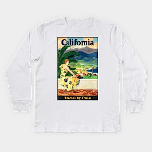 Vintage Travel Poster USACalifornia this summer Kids Long Sleeve T-Shirt